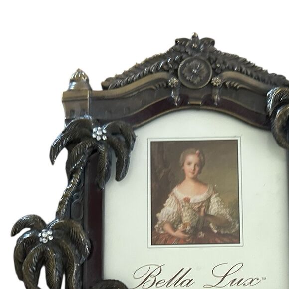 Bella Lux Czech Crystal Enamel Picture Frame Bronze Palm Tree Elephant Trunk Up - Picture 4 of 6
